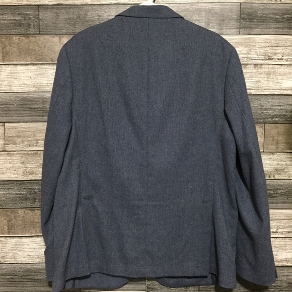 JKT New York Herringbone Wool Blend Blazer Men’s 44R Blue 2 Button - Picture 5 of 10
